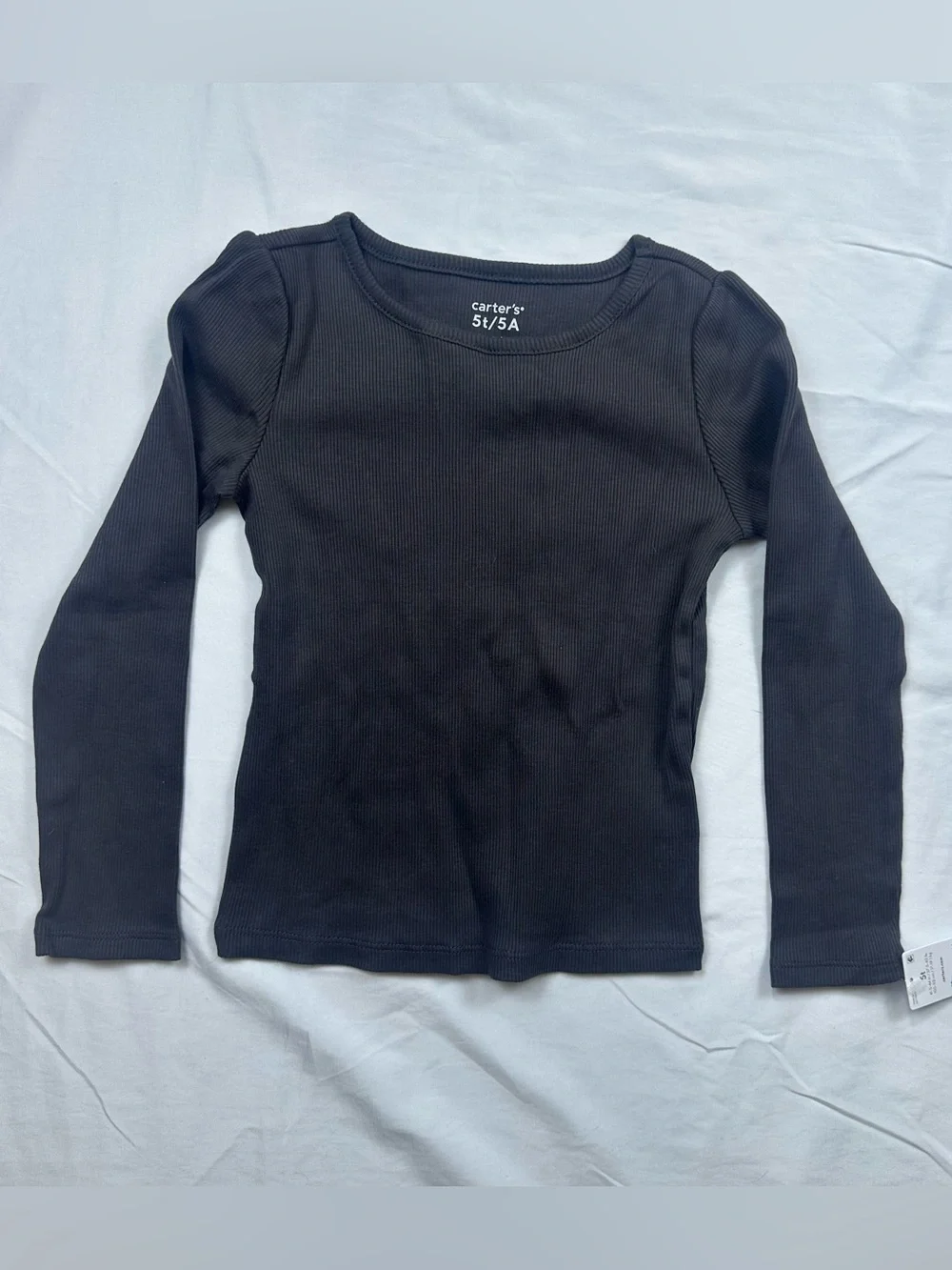 NWT Carter's Black Ribbed Crewneck Long Sleeve T-Shirt Girls 5T